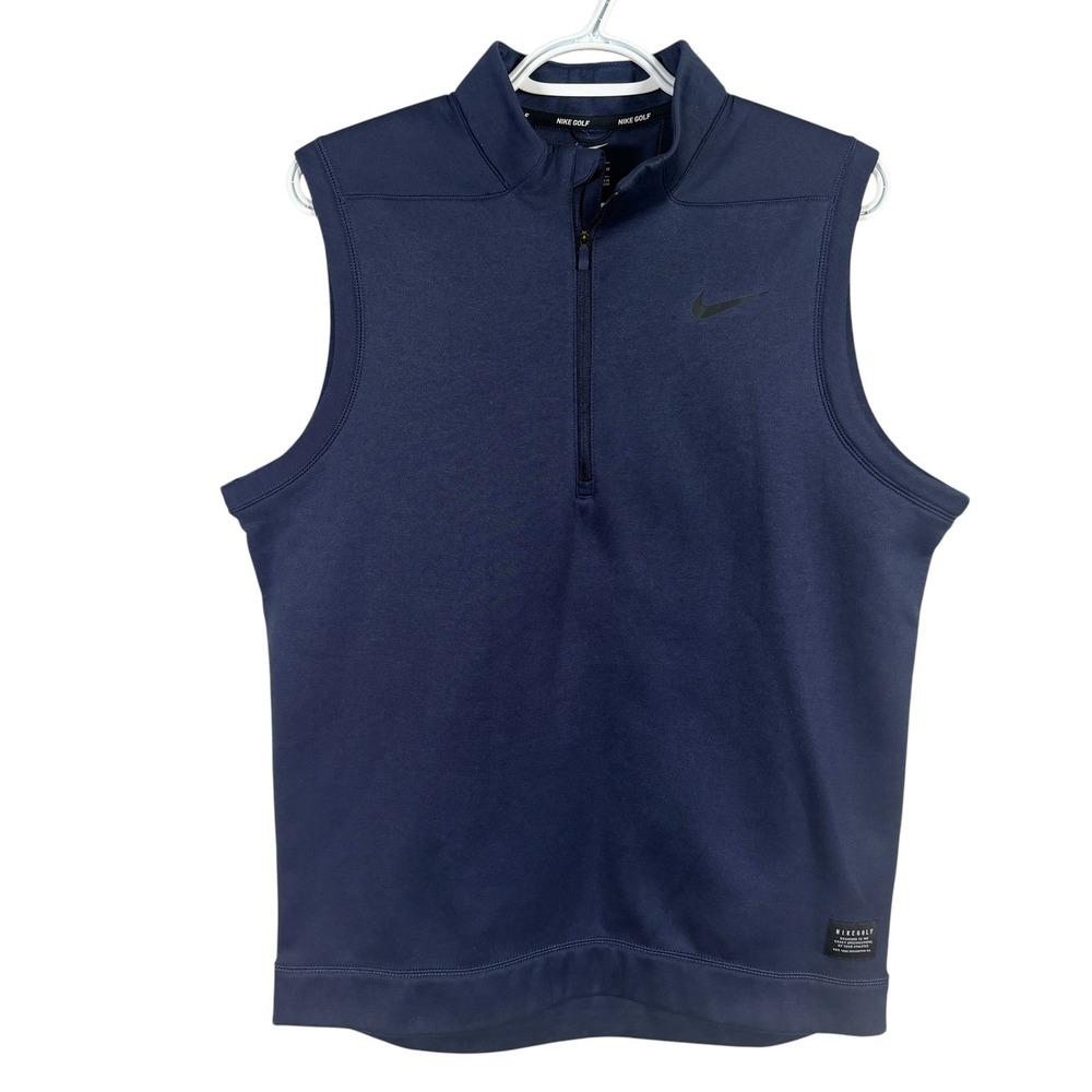 Nike Golf Therma Repel Vest Mens M Navy Blue Fleece Lined Pullover Performance
